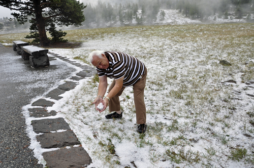 Lee Duquette plaiying in the hail